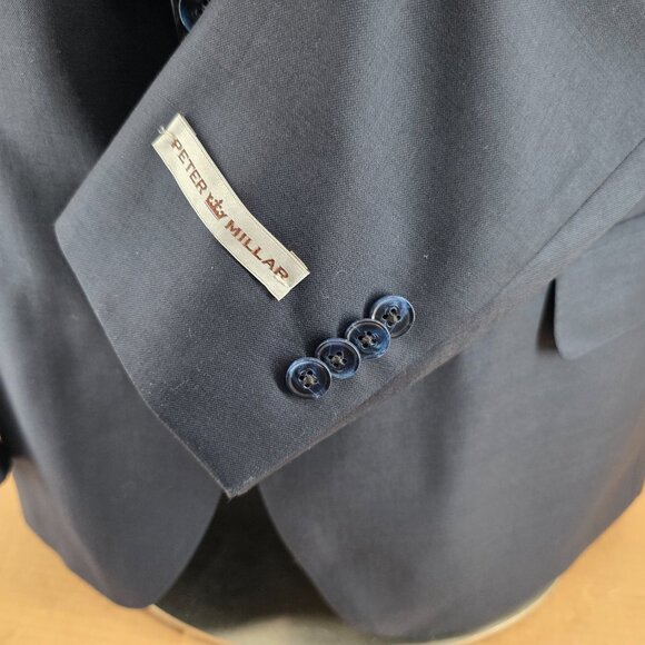 Peter Millar Men's 46R Blue Wool Sport Coat Blazer Jacket Classic Fit - Picture 11 of 16